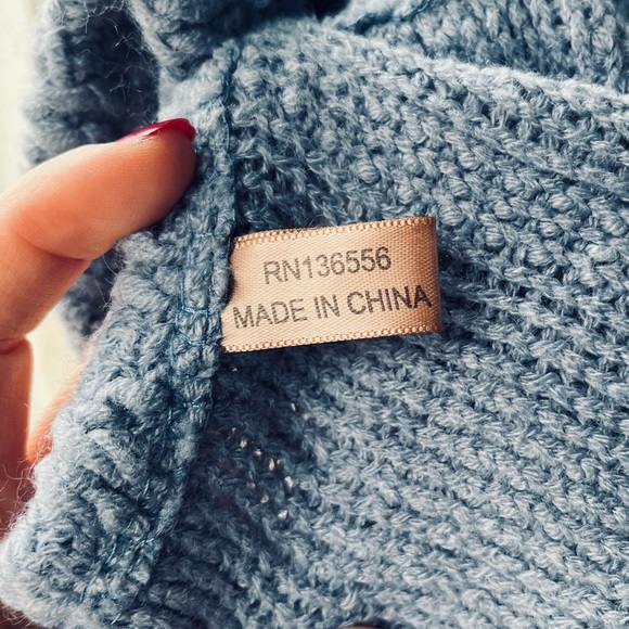 Vintage Powder Blue Poncho Style Sweater, One Size - Picture 10 of 13